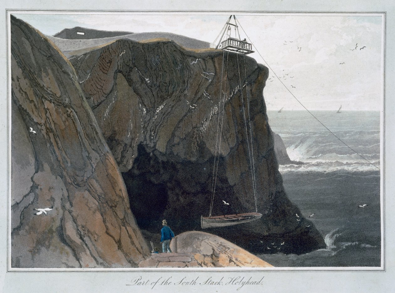 „Part of the South Stack, Holyhead”, Anglesey, Wales, 1829 alkotó: William Daniell