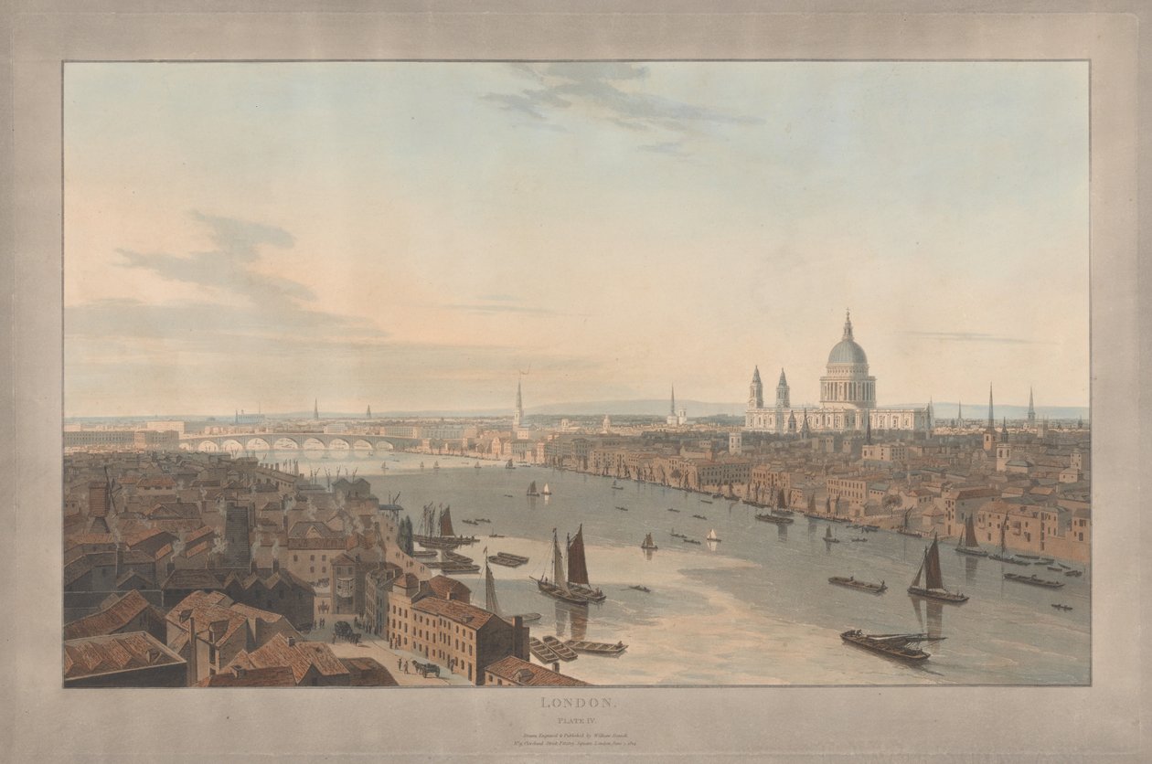 IV. táblakép: London, a Szent Pál-székesegyház és a Blackfriars-híd Southwark felől nézve alkotó: William Daniell