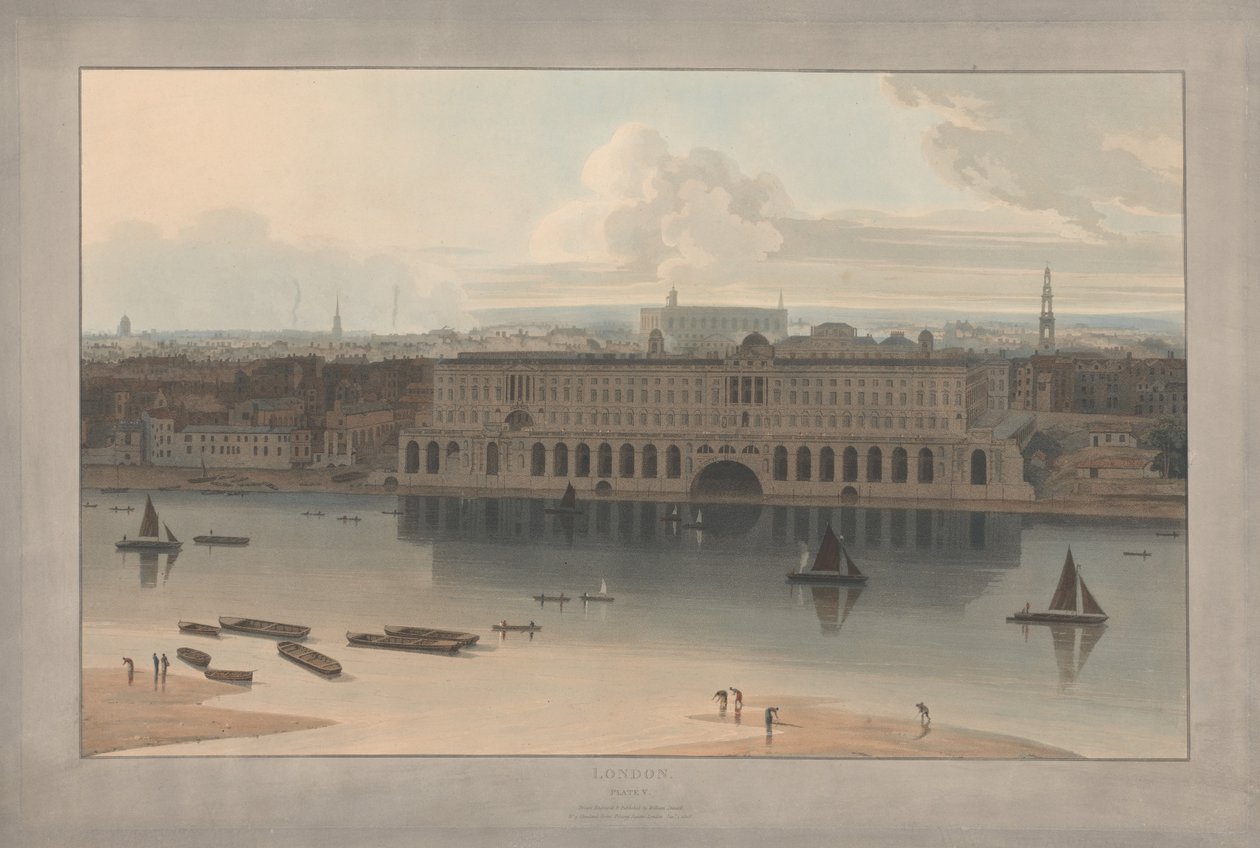 V. táblakép: London, Somerset House (William Daniell „Hat londoni látkép” című művéből; a Temze-part felől) alkotó: William Daniell