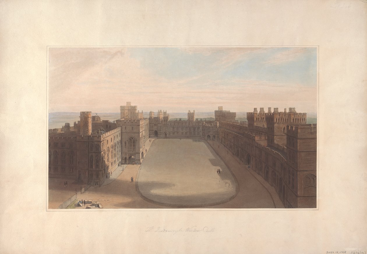 A négyszög, windsori kastély – kilátás a kerek toronyból, a windsori kastély alkotó: William Daniell