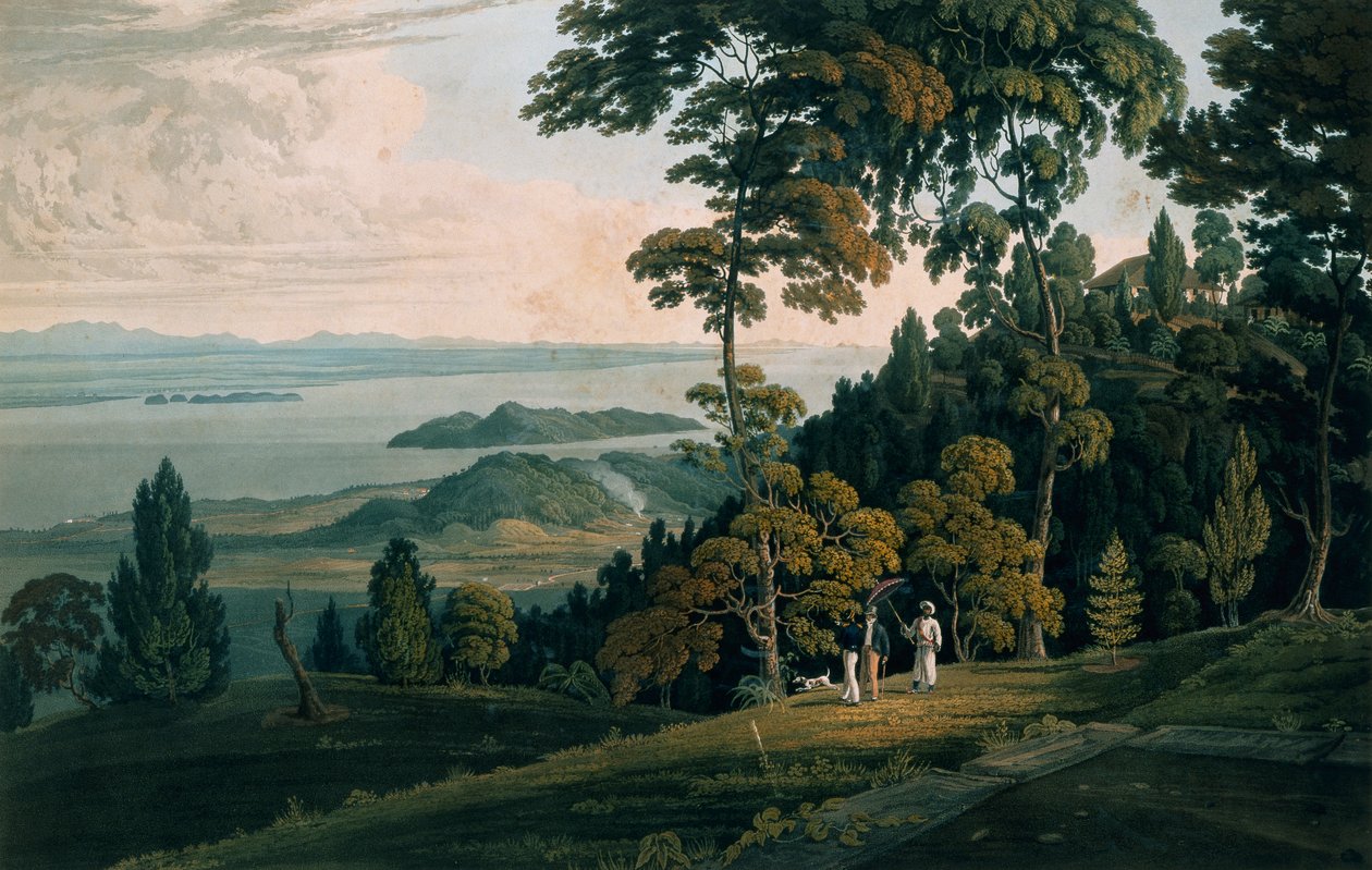 Kilátás a Halliburtons Hillről, a walesi herceg szigetéről alkotó: William Daniell