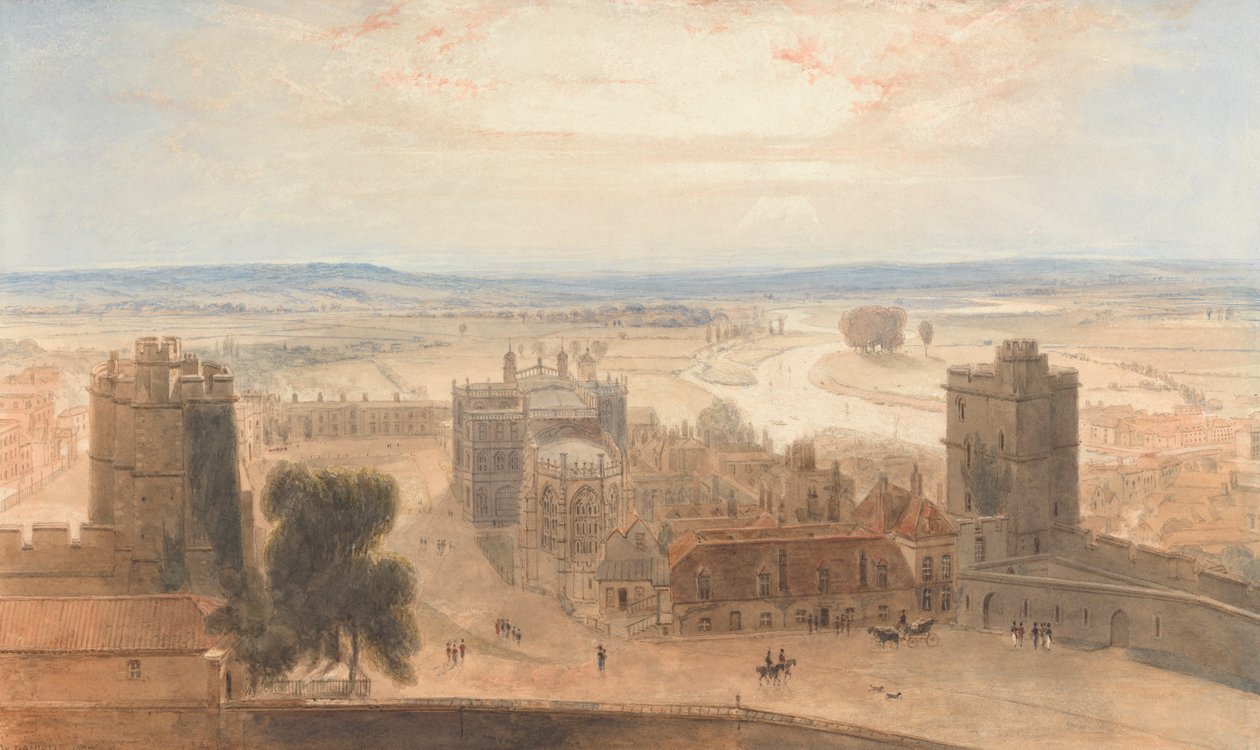 Kilátás a kerek toronyból, a windsori kastélyból alkotó: William Daniell