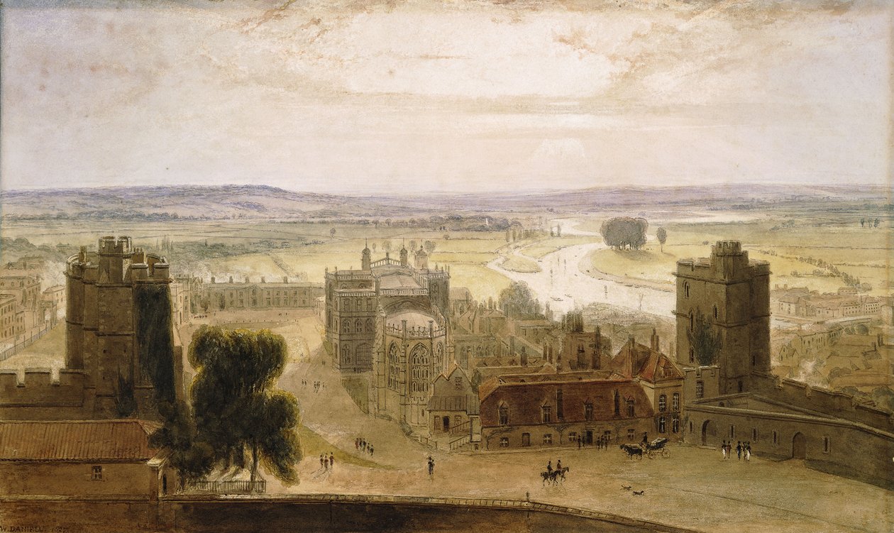 Kilátás a kerek toronyból, windsori kastély, 1827 alkotó: William Daniell