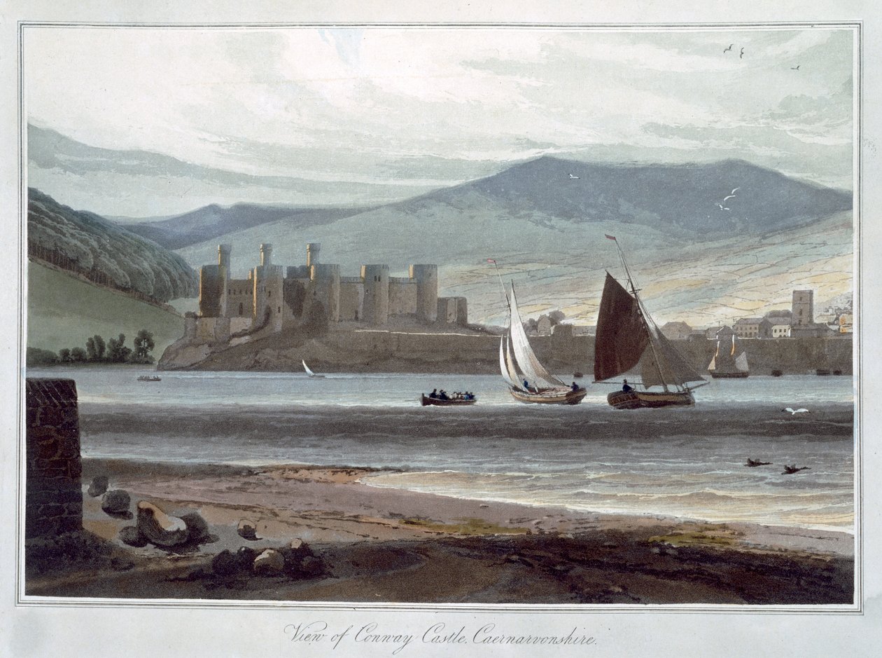 "Kilátás a Conway kastélyra, Caernarvonshire", Wales, 1814-1825 alkotó: William Daniell