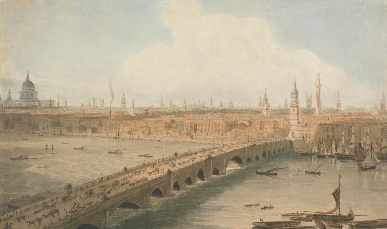 Kilátás a London Bridge-re és a Szent Pál-székesegyházra alkotó: William Daniell