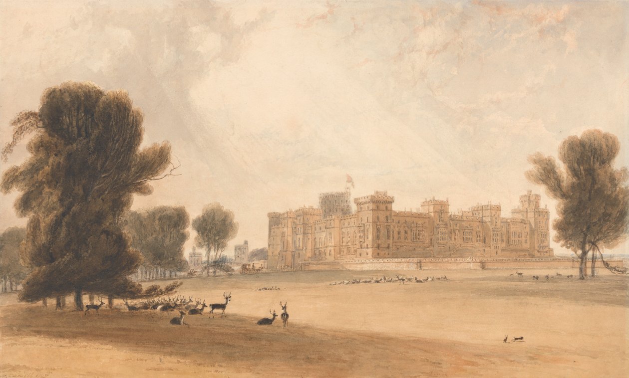 A windsori kastély déli irányból alkotó: William Daniell