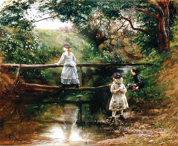 A Tyne-on Ormiston közelében – Vadvirágokat gyűjtő gyerekek (olaj, vászon) alkotó: William Darling McKay