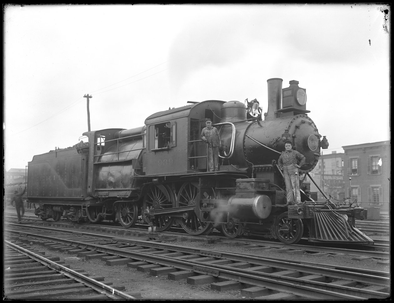 Erie Railroad mozdony, oldalnézet, 1911-12 körül alkotó: William Davis Hassler