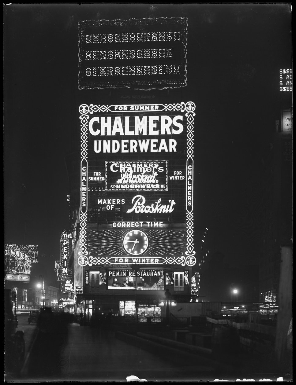 A Chalmers Underwear világító táblája, New York City, 1917. január 6 alkotó: William Davis Hassler