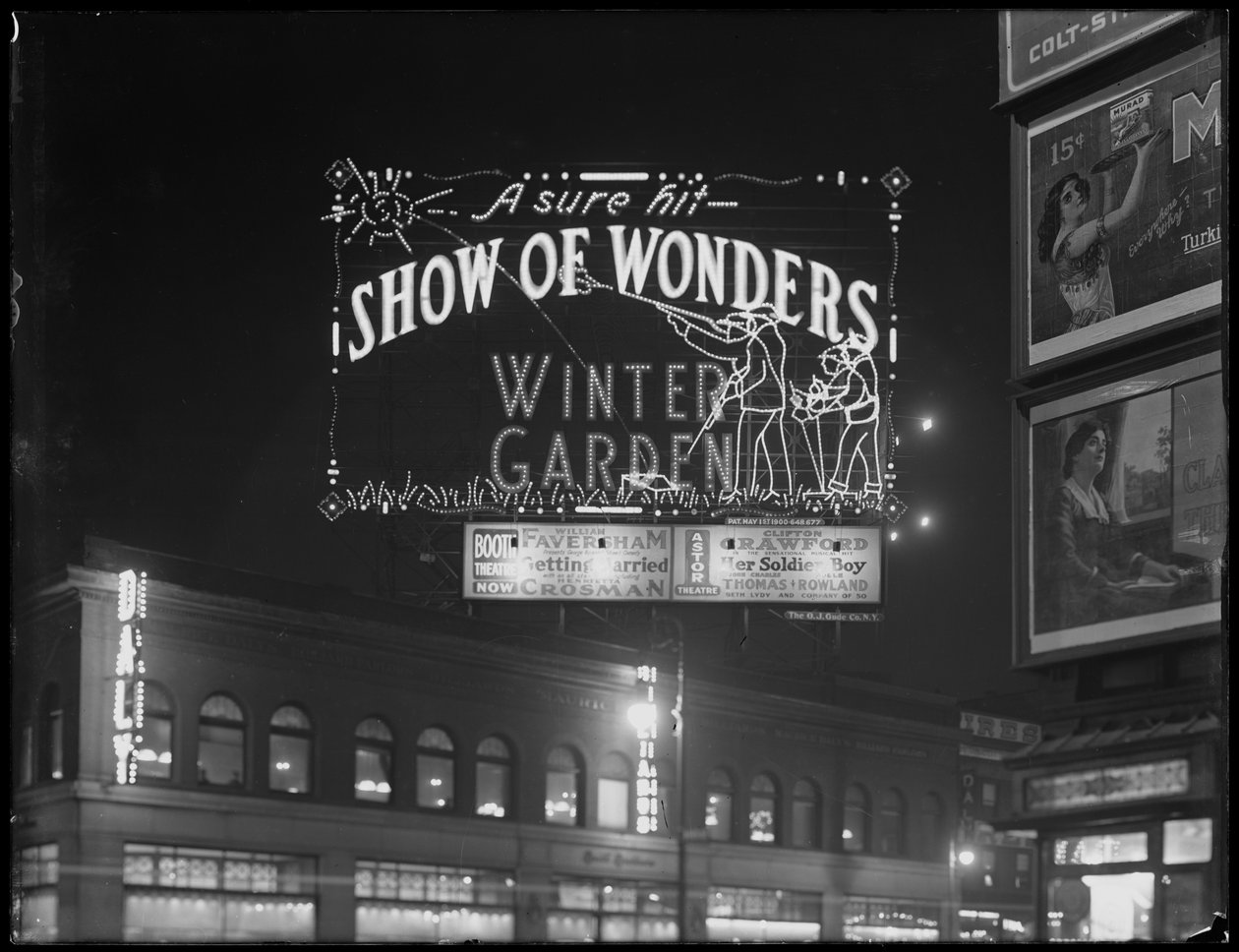 Világító tábla a Winter Garden Theatre „Show of Wonders” című műsorában, New York City, 1917. január 6. alkotó: William Davis Hassler