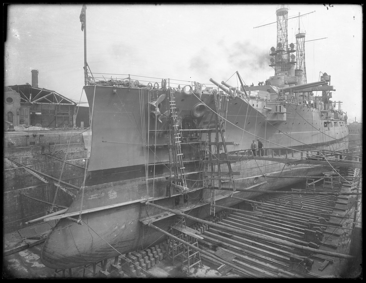 Az U.S.S. Utah szárazdokkban a Brooklyn Navy Yard-nál, 1912 körül alkotó: William Davis Hassler