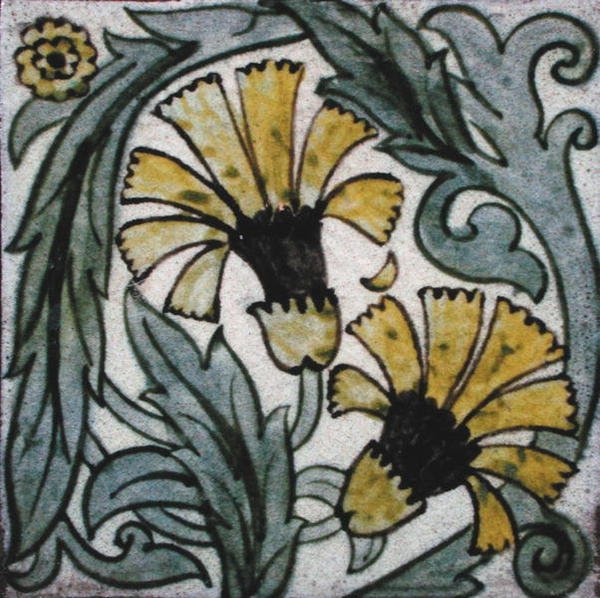 Csempe virágmintával (kerámia) alkotó: William de Morgan