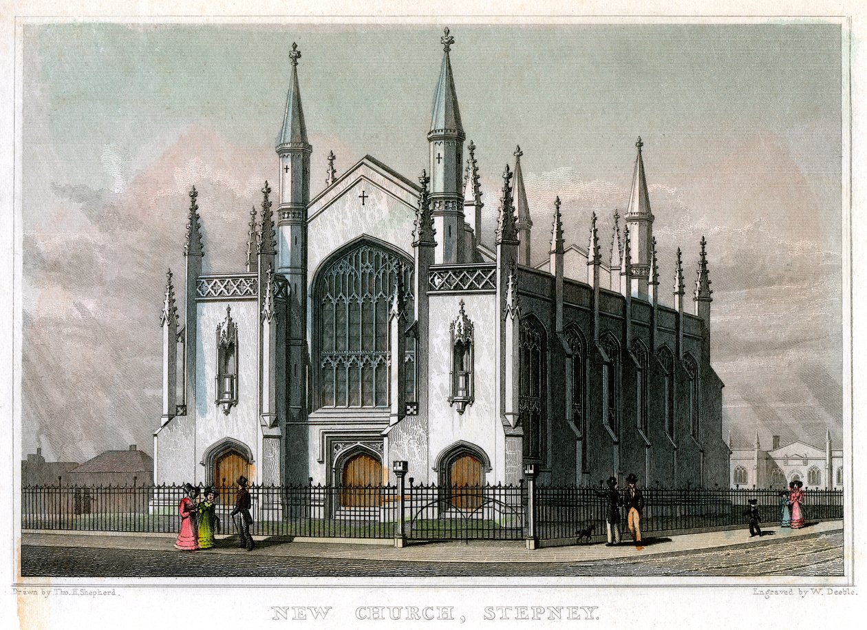 New Church, Stepney, London, 1828. alkotó: William Deeble