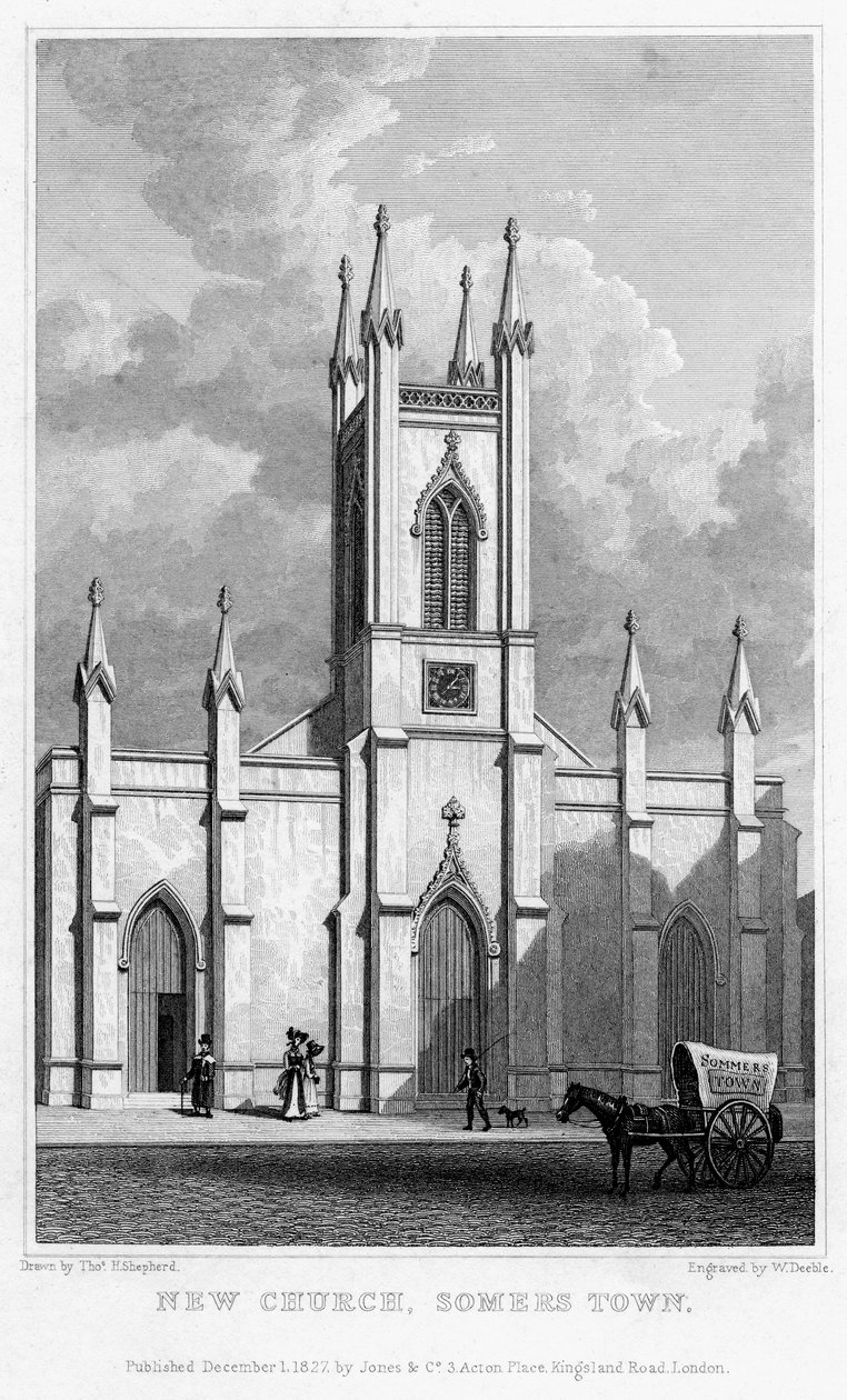 Új templom, Somers Town, Camden, London, 1827. alkotó: William Deeble