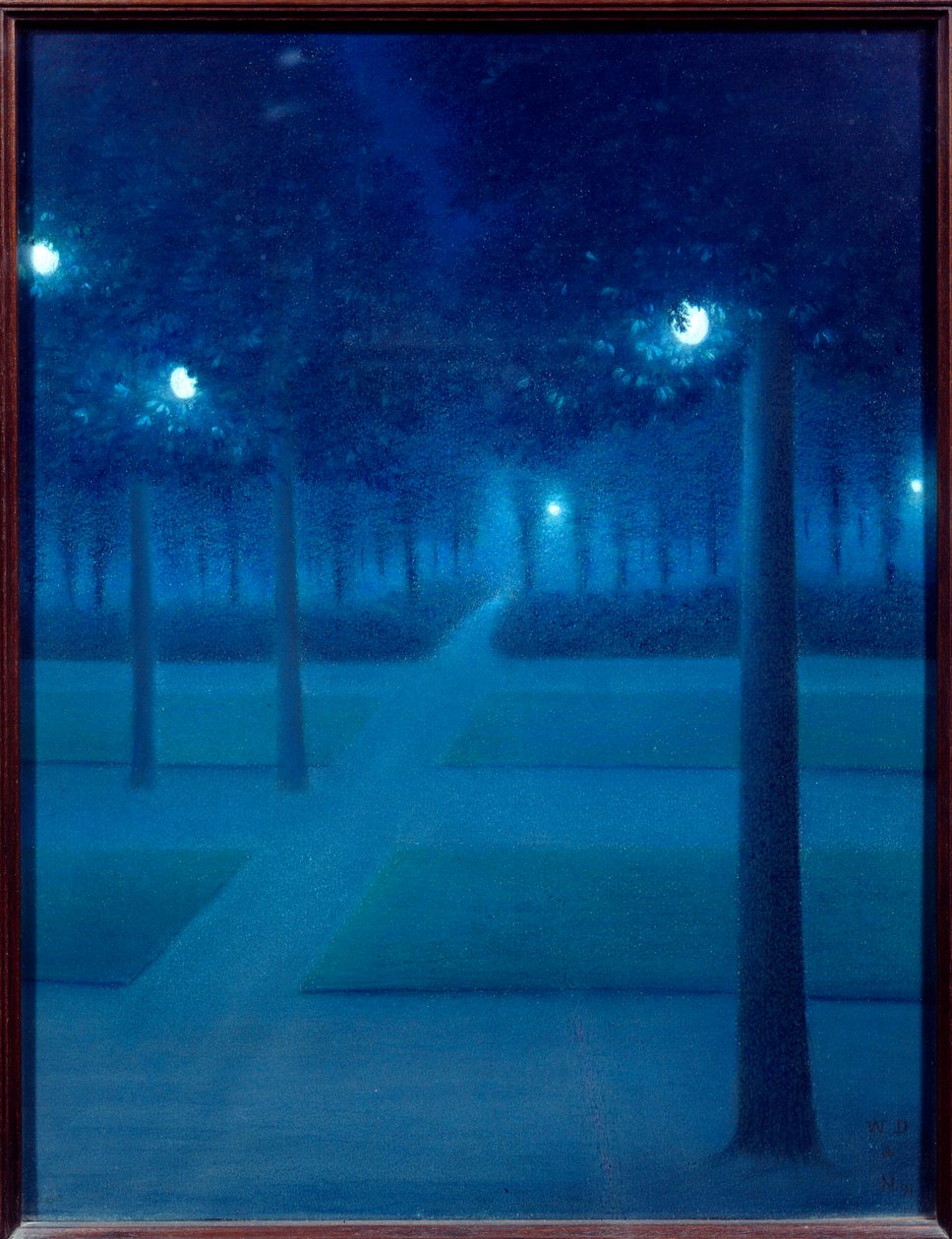 Éjszaka a Parc Royal de Bruxelles-ben. William Degouves de Nuncques (1867-1935) pasztellfestménye (ec.belg) 1897 V. 0,65x0,5 m Párizs, Muse d