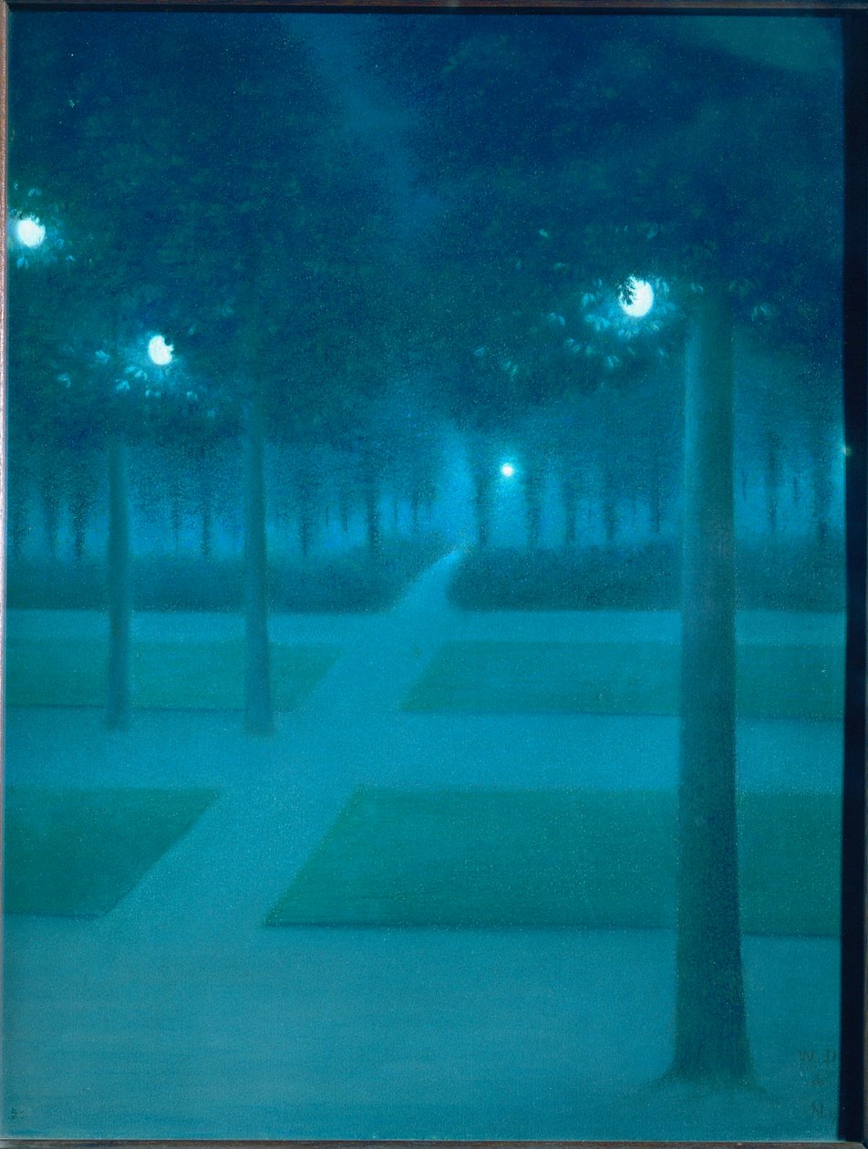 Nocturne in the Royal Gardens in Brussels, Belgium (festmény vászonra) alkotó: William Degouve de Nuncques