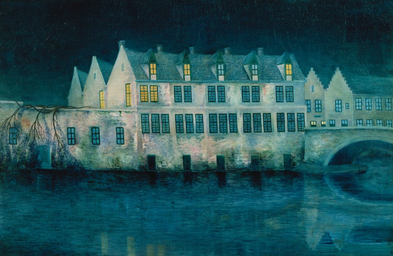 Az éjszaka Bruges-ben; La Nuit a Bruges alkotó: William Degouve de Nuncques
