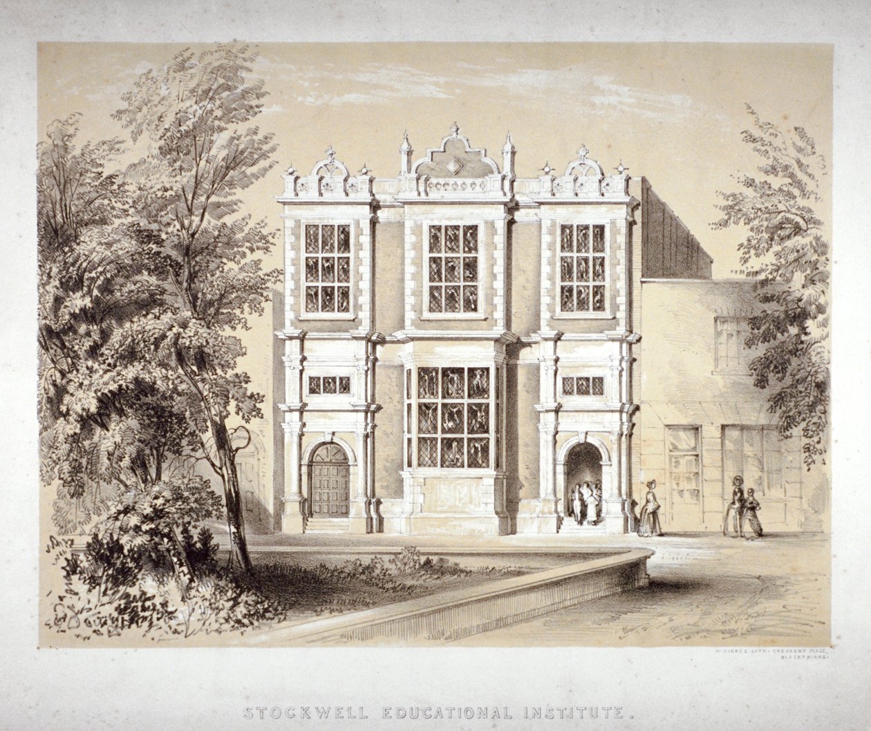 Stockwell Educational Institute, Stockwell, Lambeth, London, c1860 alkotó: William Dickes