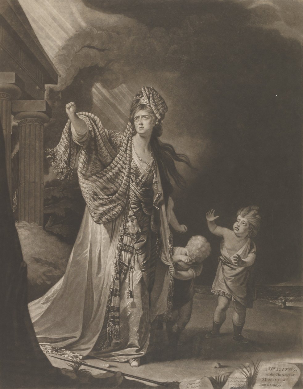 Mrs. Yates Médea karakterében, 1771. alkotó: William Dickinson