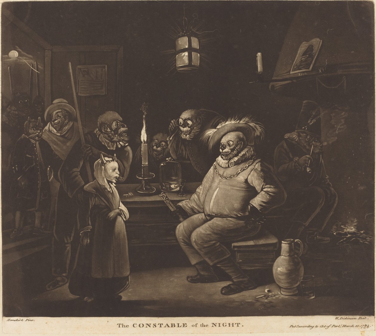 Az éjszaka rendőre alkotó: William Dickinson after Egbert van Heemskerck