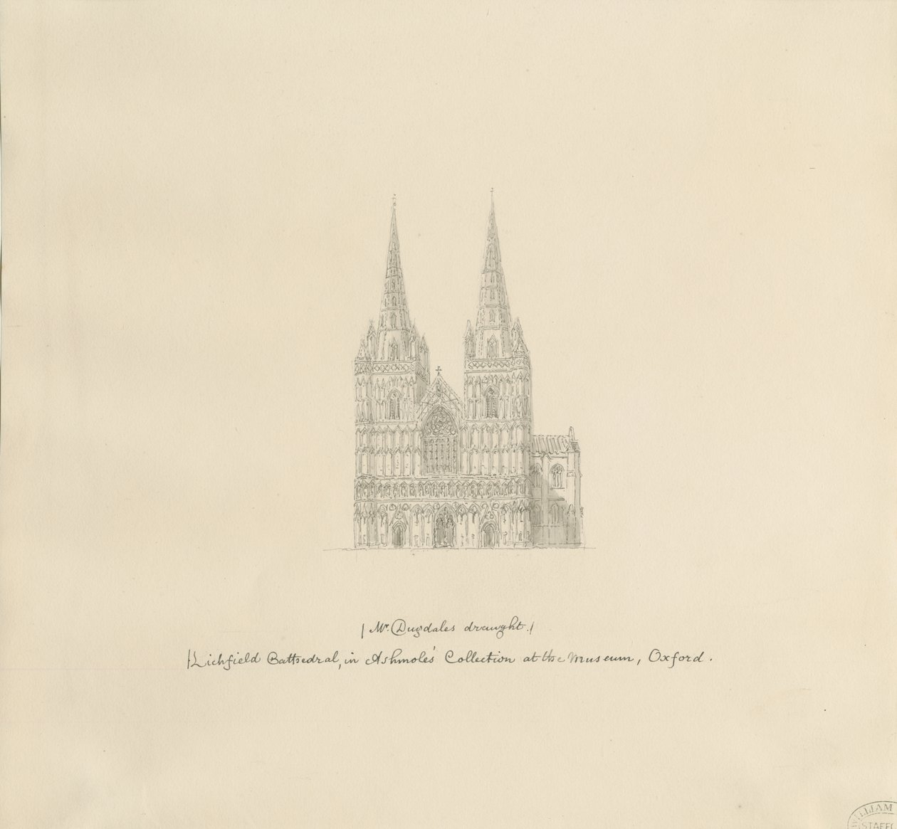 Lichfield katedrális – Nyugati front: tollrajz, nd [?17. század vége] (rajz) alkotó: William Dugdale