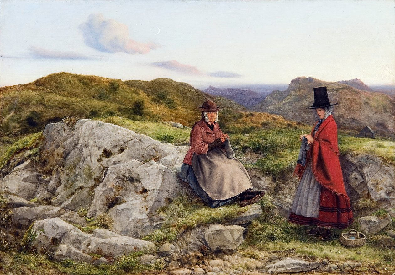 Walesi tájkép két kötögető nővel alkotó: William Dyce