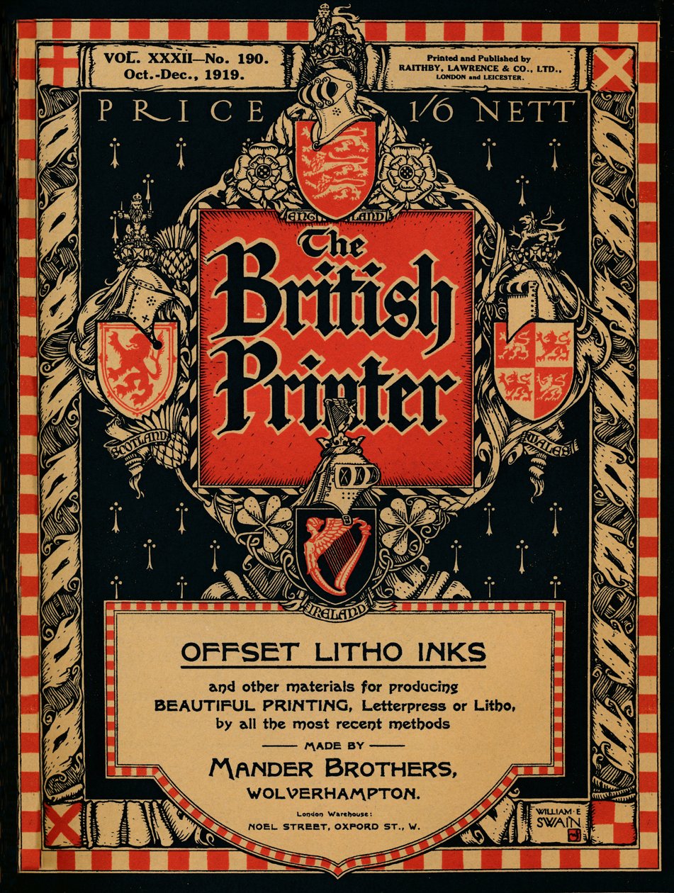 "A brit nyomtató borítója", 1919 alkotó: William E Swain