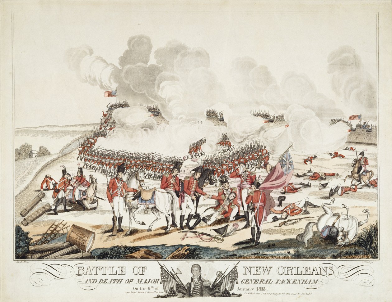 New Orleans-i csata és Packenham vezérőrnagy halála alkotó: William Edward (after) West