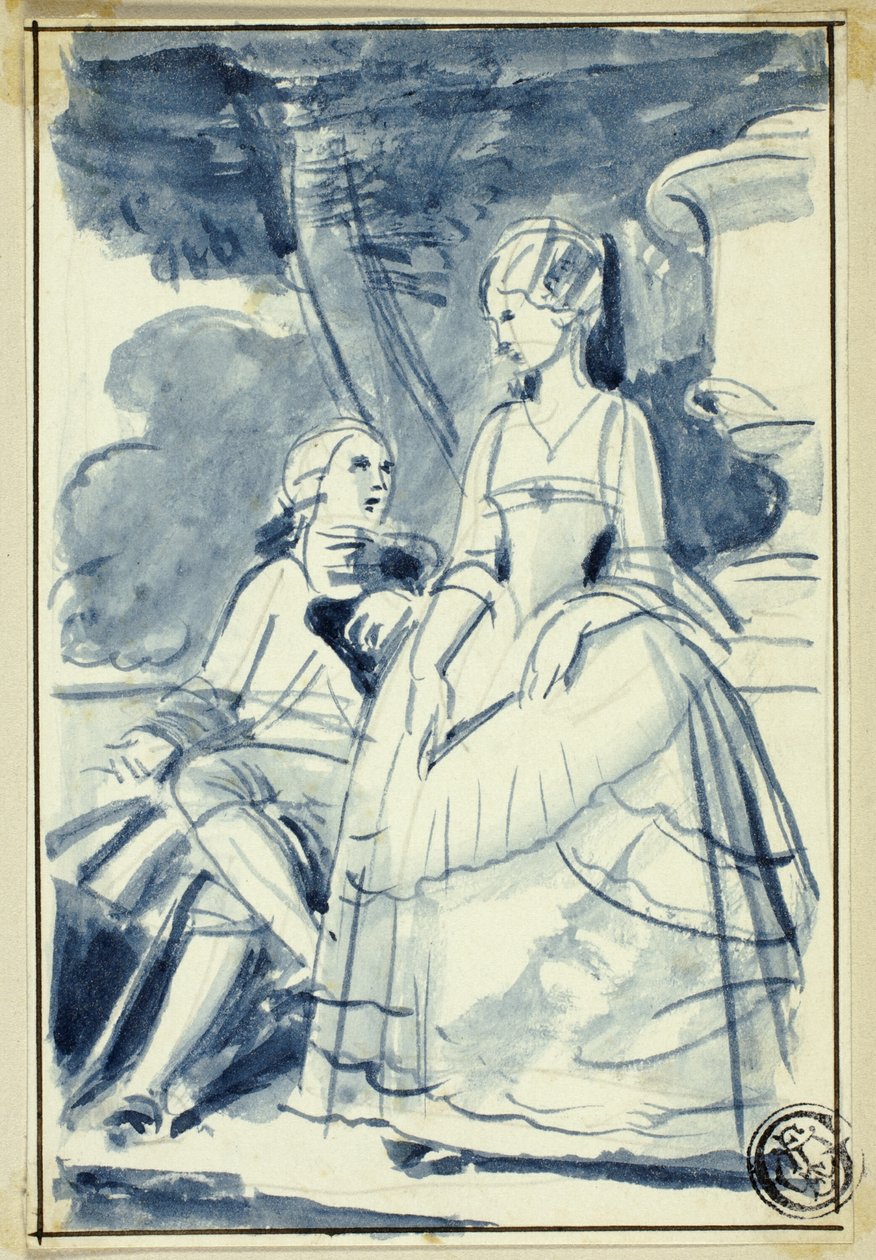 Férfi és nő 18. századi ruhában alkotó: William Edward Frost