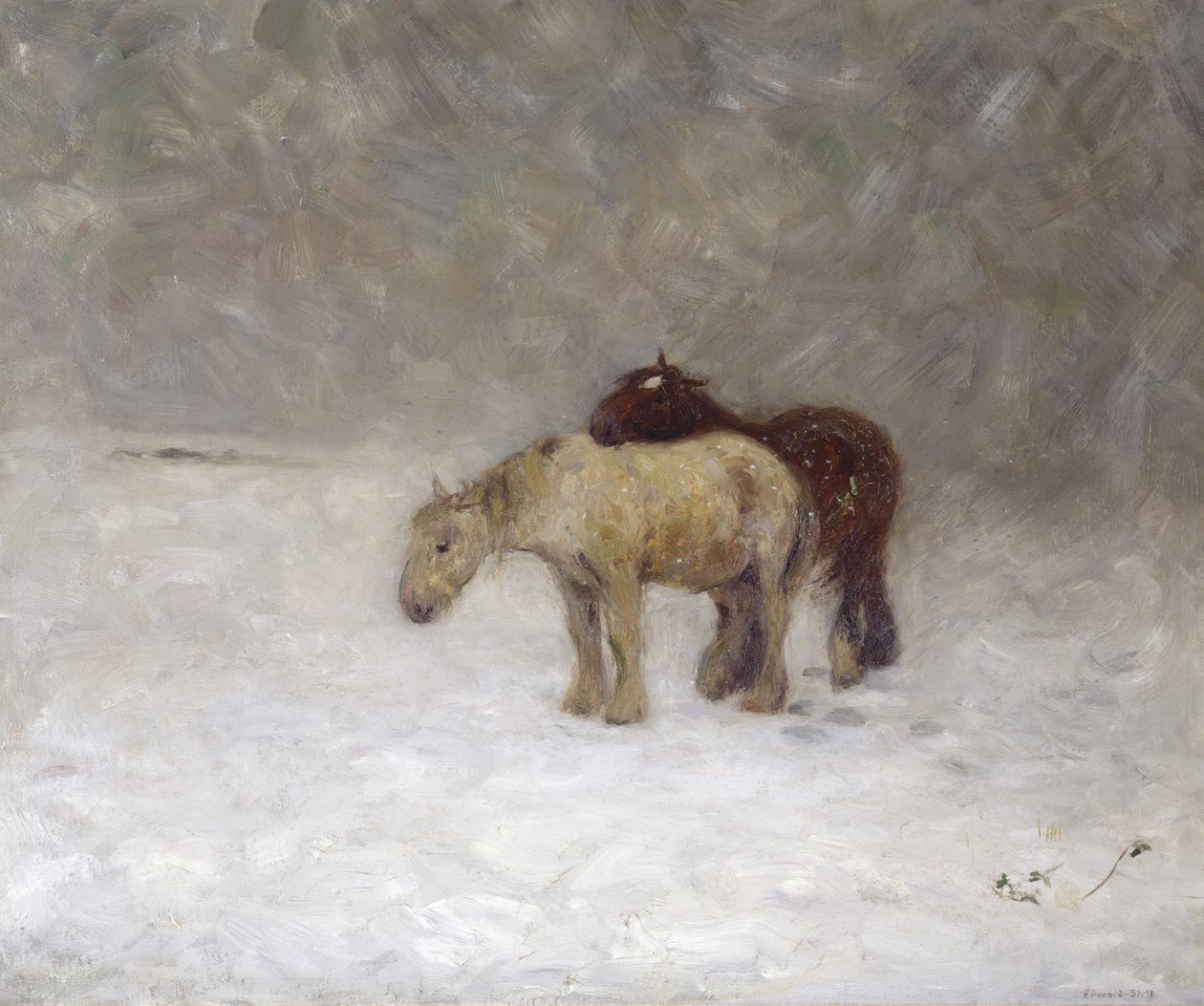 Hóvihar, 1891 körül (olaj, vászon) alkotó: William Edward Stott