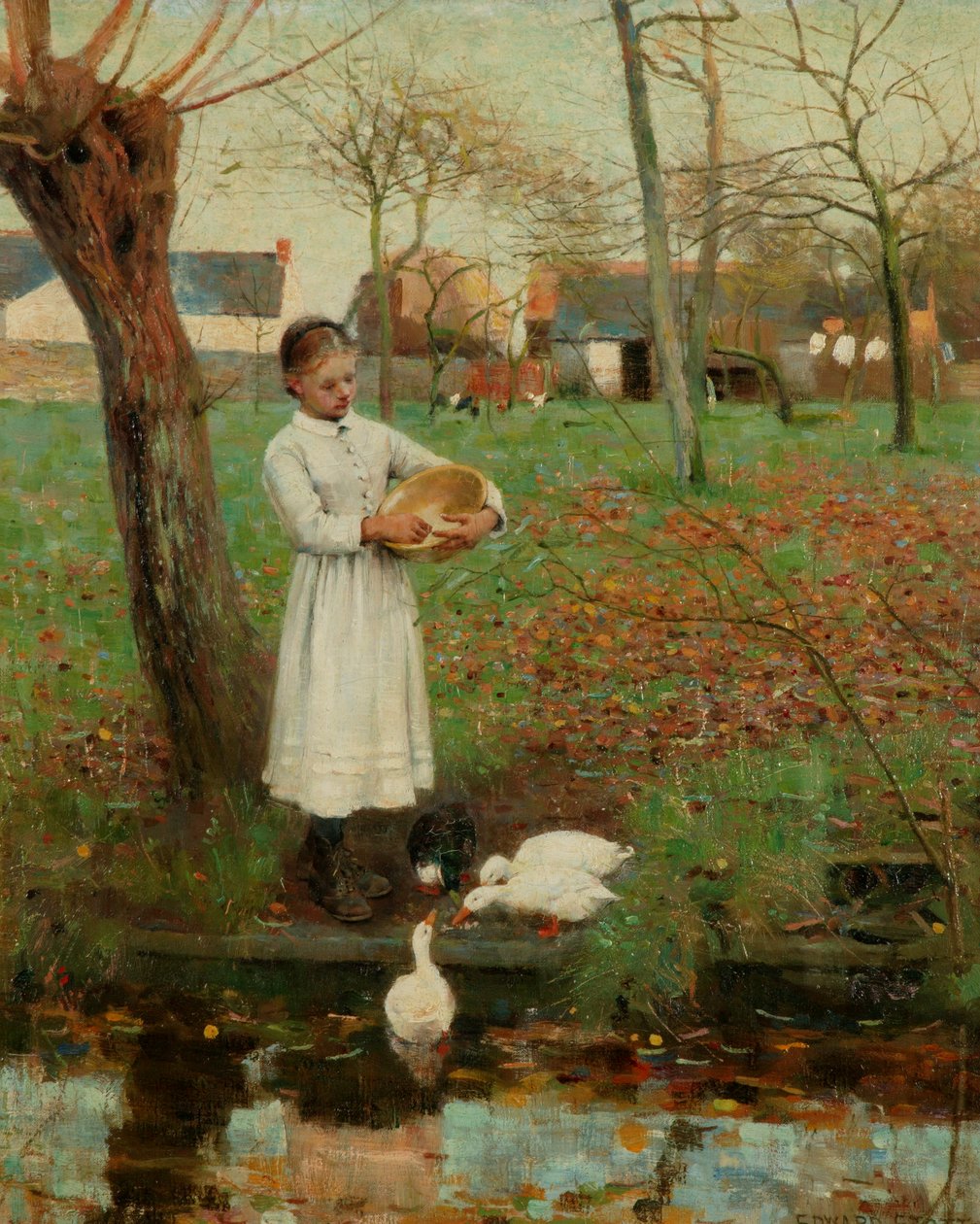 A kacsák etetése alkotó: William Edward Stott