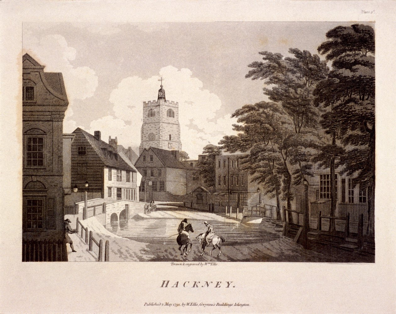 Hackney általános képe, London, 1791 alkotó: William Ellis