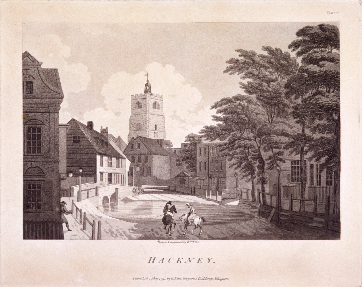 Hackney Brook, Hackney, London, 1791 alkotó: William Ellis