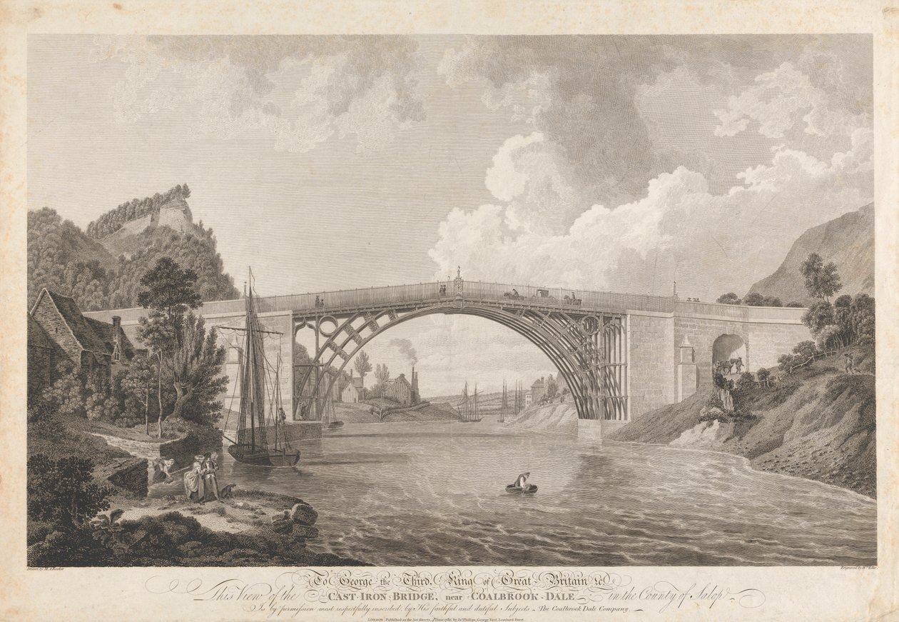 Kilátás az öntöttvas hídra Coalbrookdale közelében alkotó: William Ellis