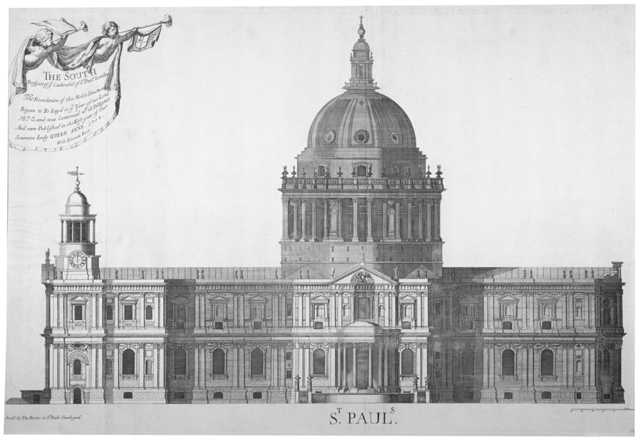 A Szent Pál-székesegyház déli magassága, City of London, 1702. alkotó: William Emmett