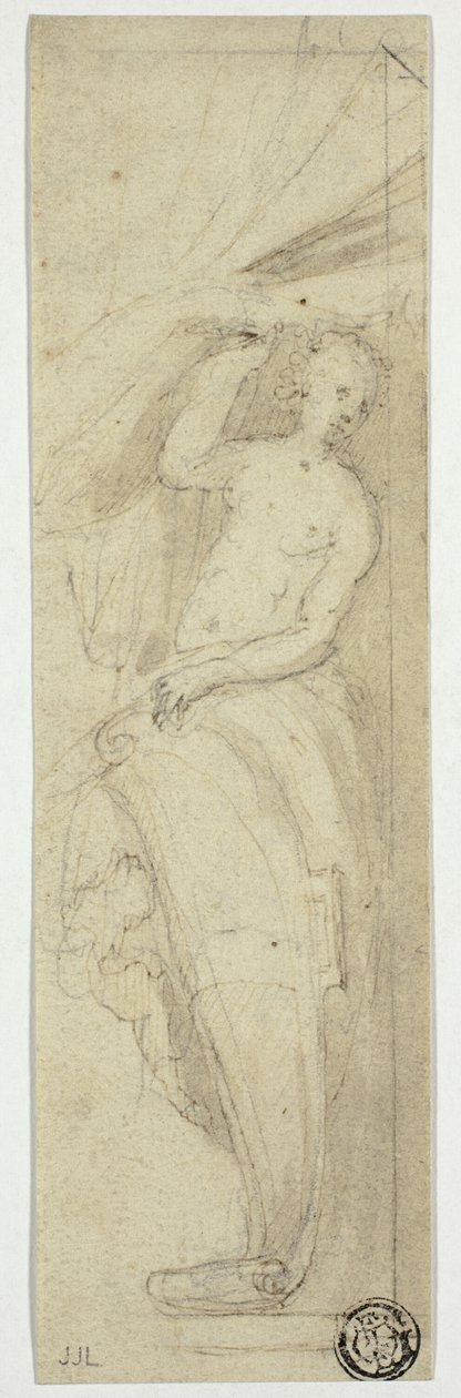 Női alak Félrehúzza a függönyt alkotó: William Etty