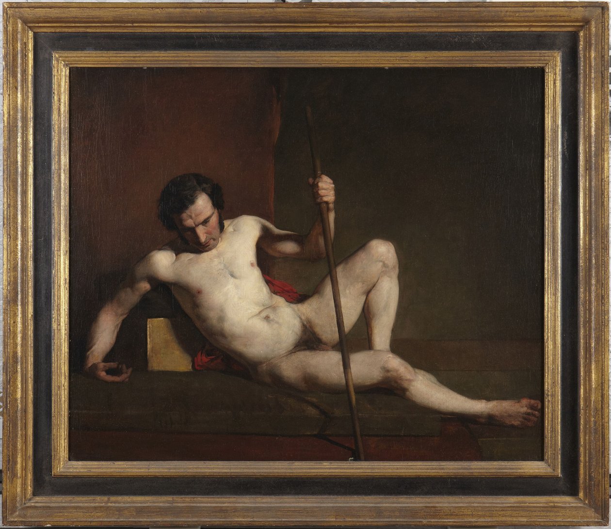 Botra támaszkodó férfi akt alkotó: William Etty