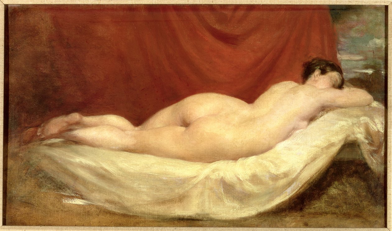 Meztelen Feküdt Egy Kanapéban Vörös Függöny ellen alkotó: William Etty