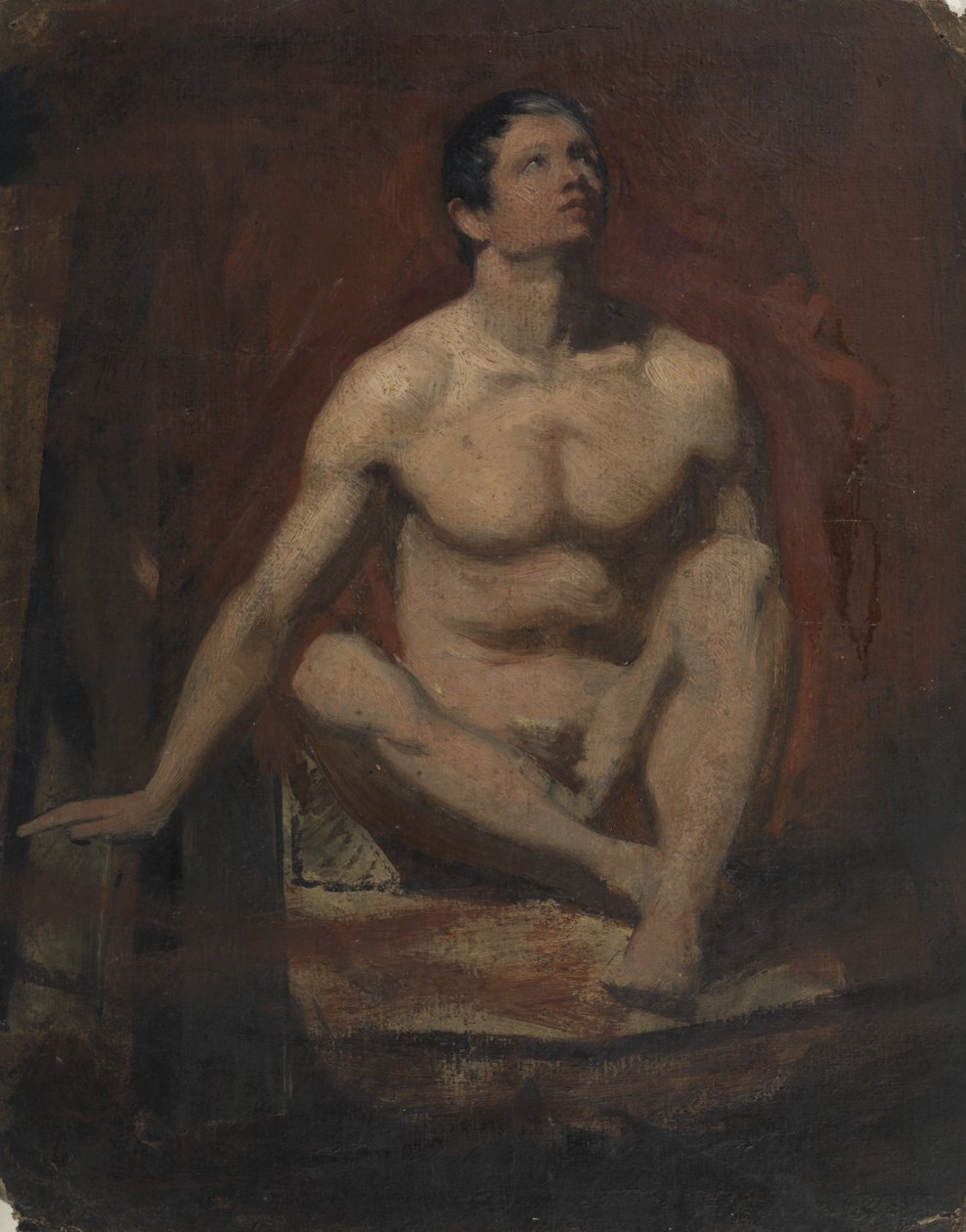 Ülő férfi akt, elölnézet alkotó: William Etty