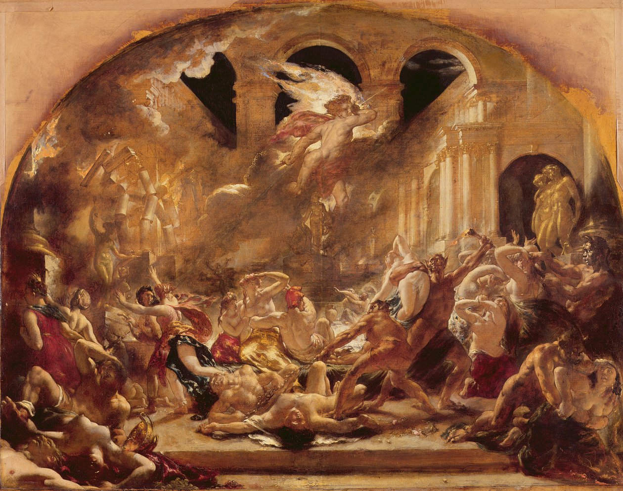 The Destroying Angel and Daemons of Evil Interrupting the Orgies of the Vicious and Intemperate (oil on canvas) alkotó: William Etty