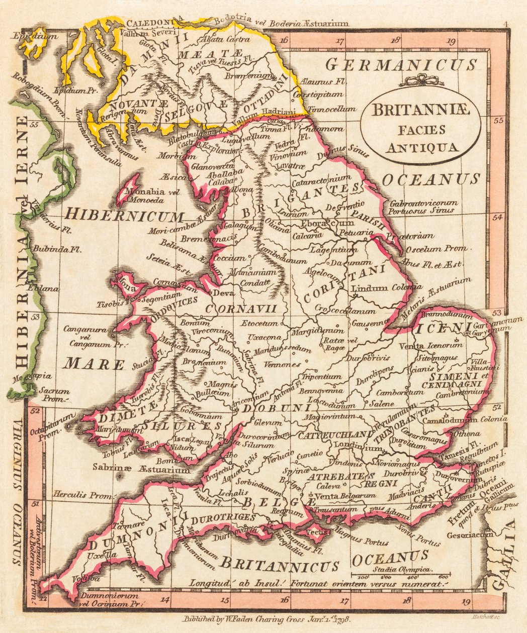 Az ókori Britannia. Térkép. alkotó: William Faden