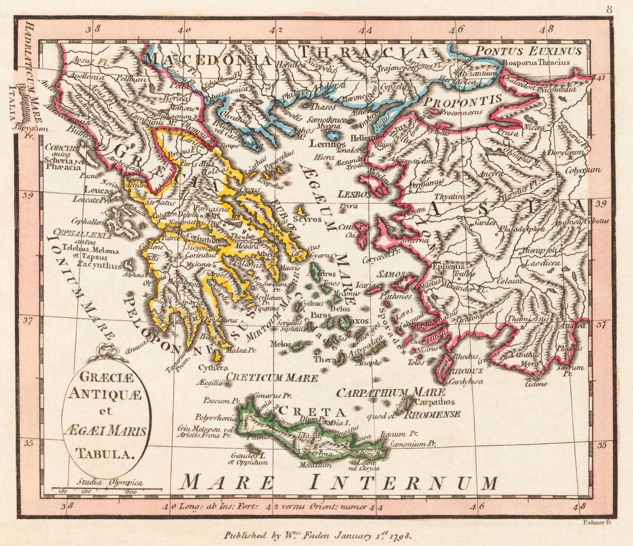 Ókori Görögország. Égi-tenger. Kisázsia. Térkép. alkotó: William Faden