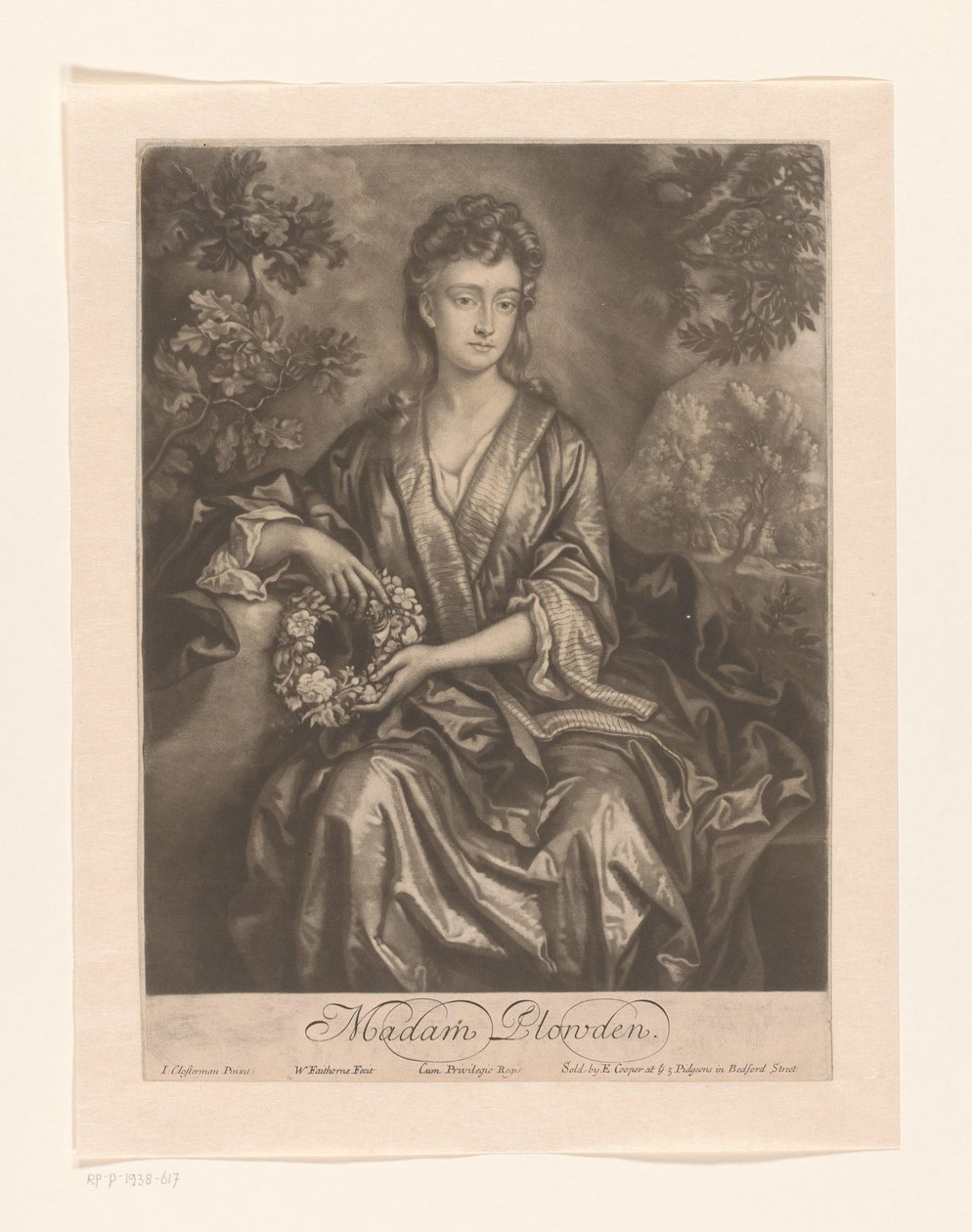Sarah Chicheley portréja Madam Plowden (cím a tárgyon) alkotó: William Faithorne (I)