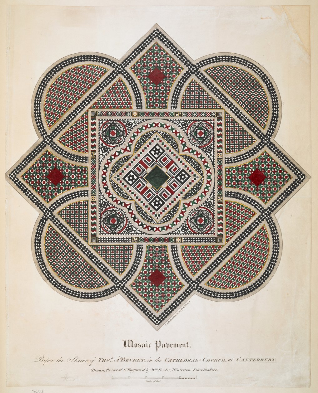 Mozaik járda Becket Tamás szentélye előtt a canterburyi katedrális templomban alkotó: William Fowler
