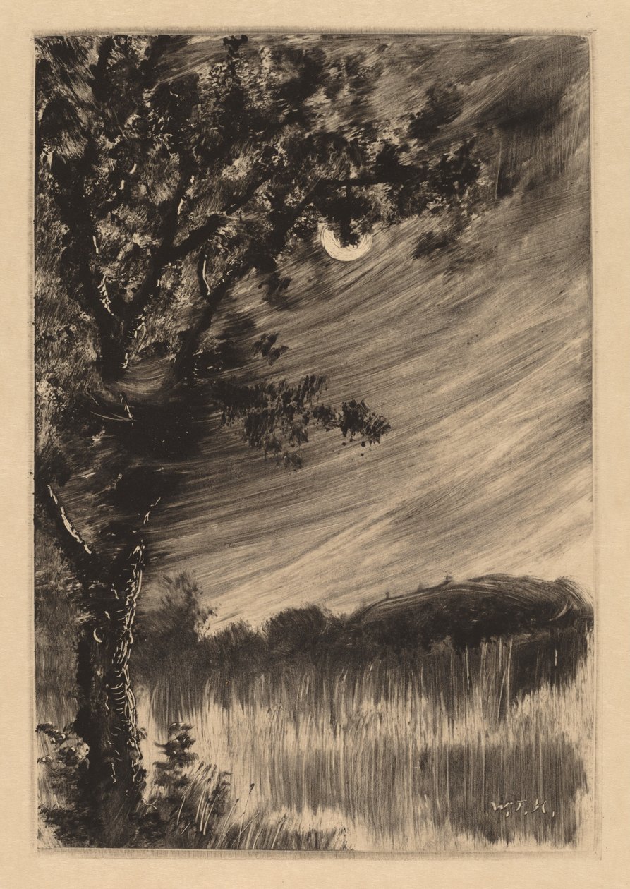 Holdfényes táj fával a bal oldalon alkotó: William Fowler Hopson