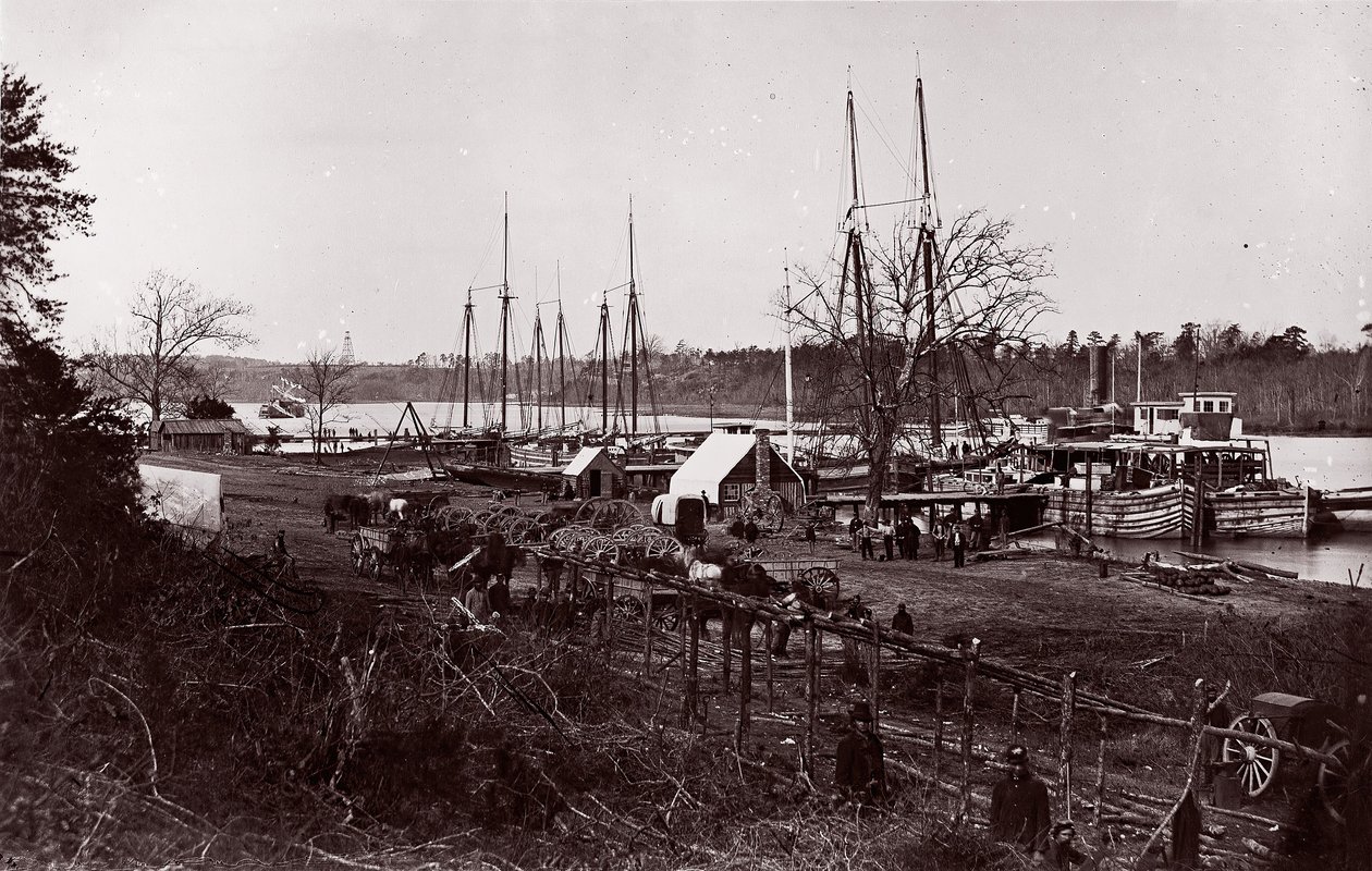 Broadway Landing, Appomattox River, 1864. alkotó: William Frank Browne