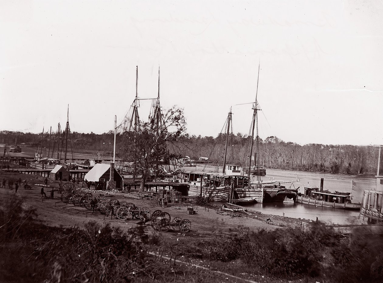 Broadway Landing, Appomattox River, 1864. alkotó: William Frank Browne