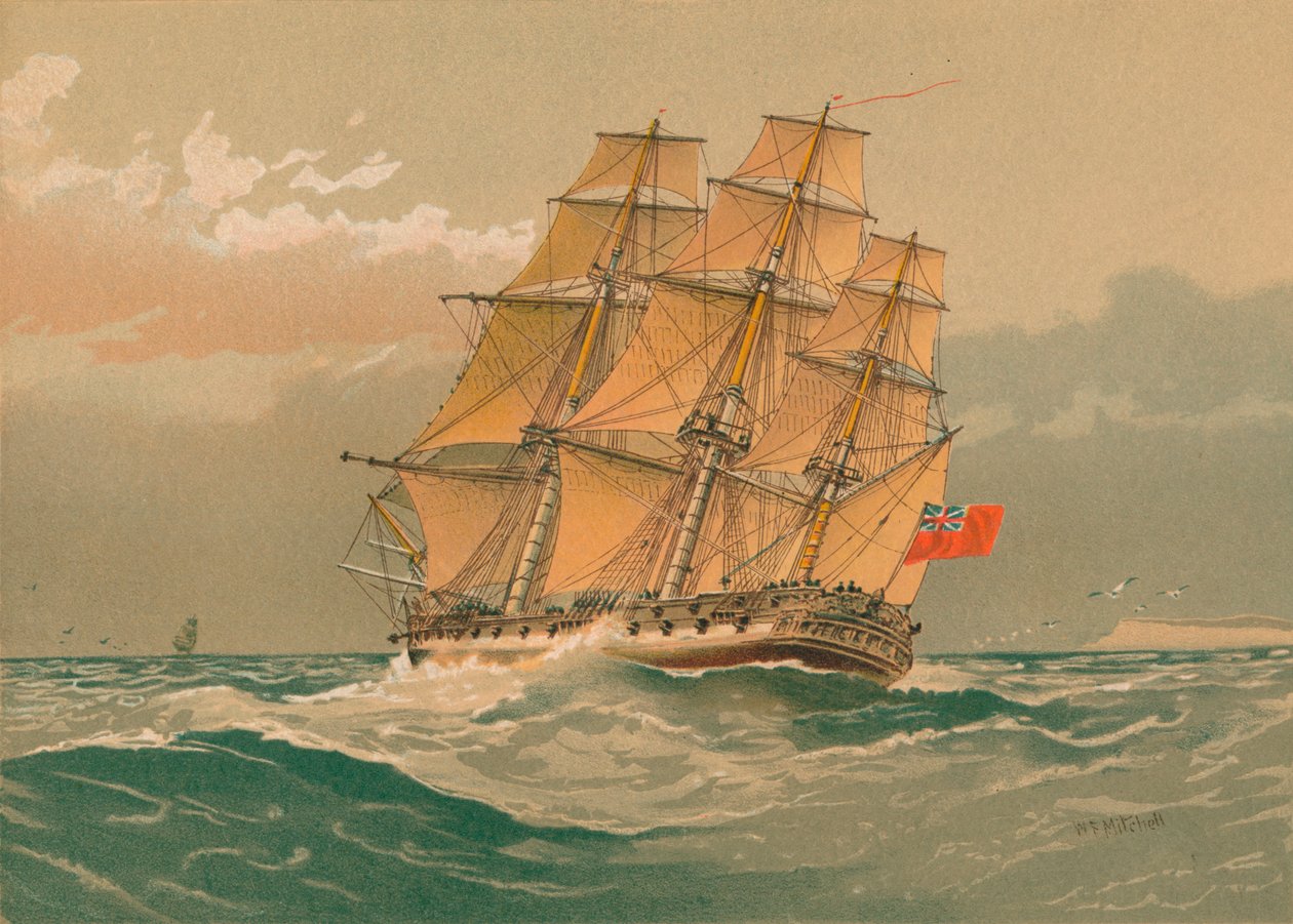 Egy 38 ágyús fregatt, 1770 körül, 19. század vége – 20. század eleje. alkotó: William Frederick Mitchell