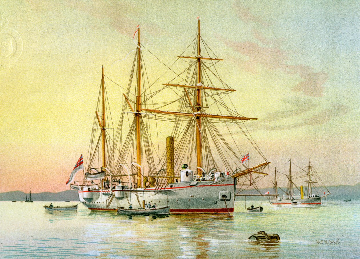 HMS Bramble, Királyi Haditengerészet 1. osztályú ágyús csónakja, c1890-c1893. alkotó: William Frederick Mitchell