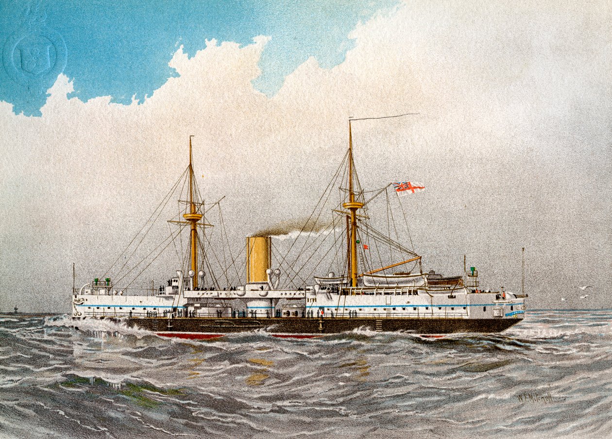 HMS Colossus, a Királyi Haditengerészet 2. osztályú csatahajója, c1890-c1893 alkotó: William Frederick Mitchell
